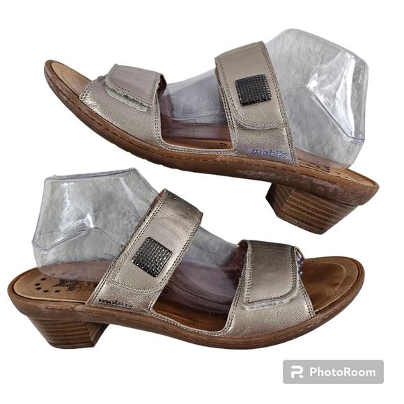 Mephisto Double Strap Gold Metallic Leather Sandals With Heels EU 41 / U… - Picture 4 of 9
